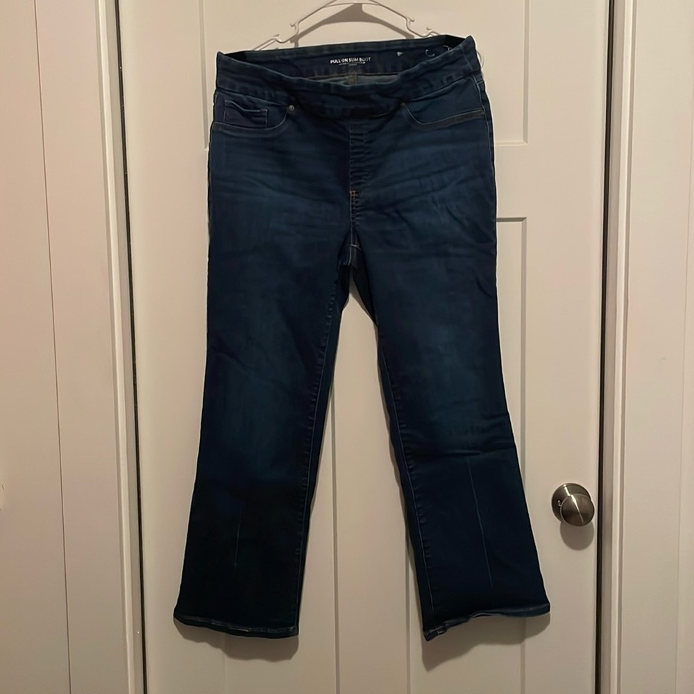 Boot cut pull on jeans